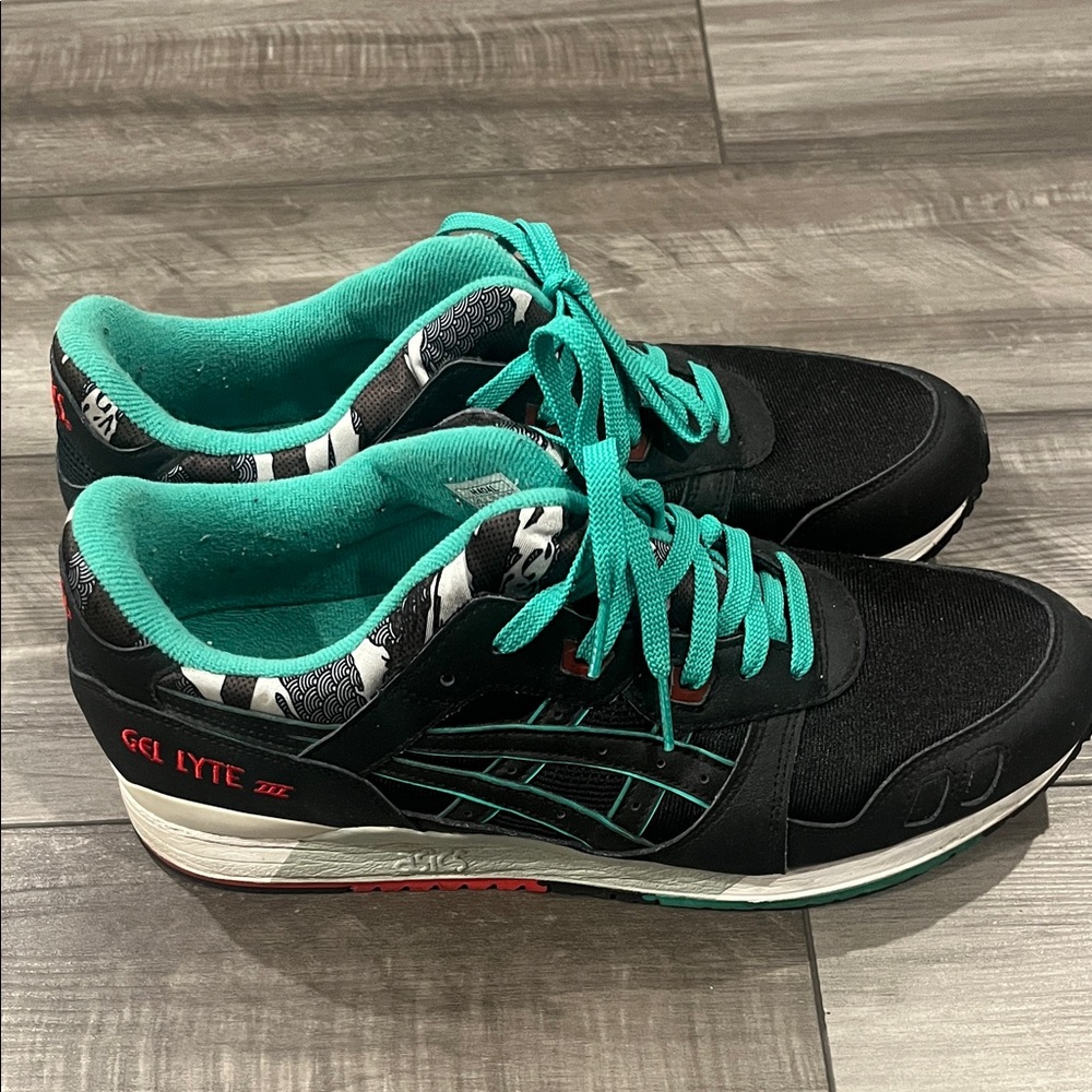Asics Black and Teal Gel Lyte III Sneakers